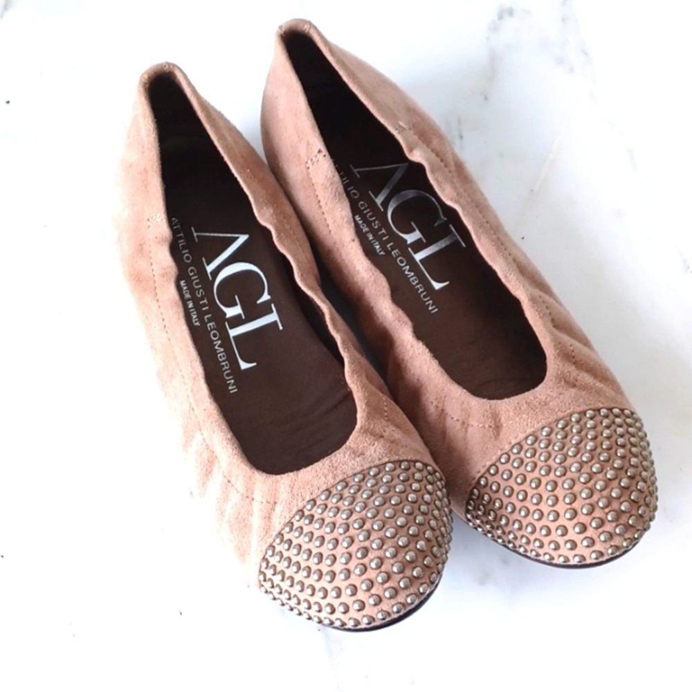 AGL Leather Studded Ballet Shoes. Size 6